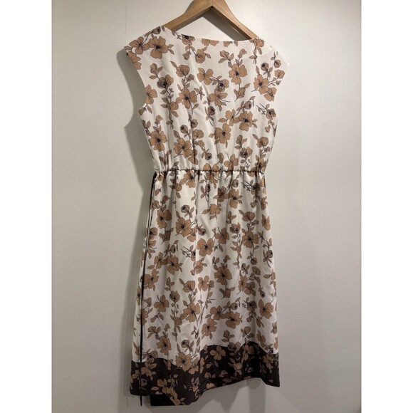 Natural Beauty Dress Size 4 Floral Belted Midi Sleeveless Work Classic Formal - Picture 2 of 3